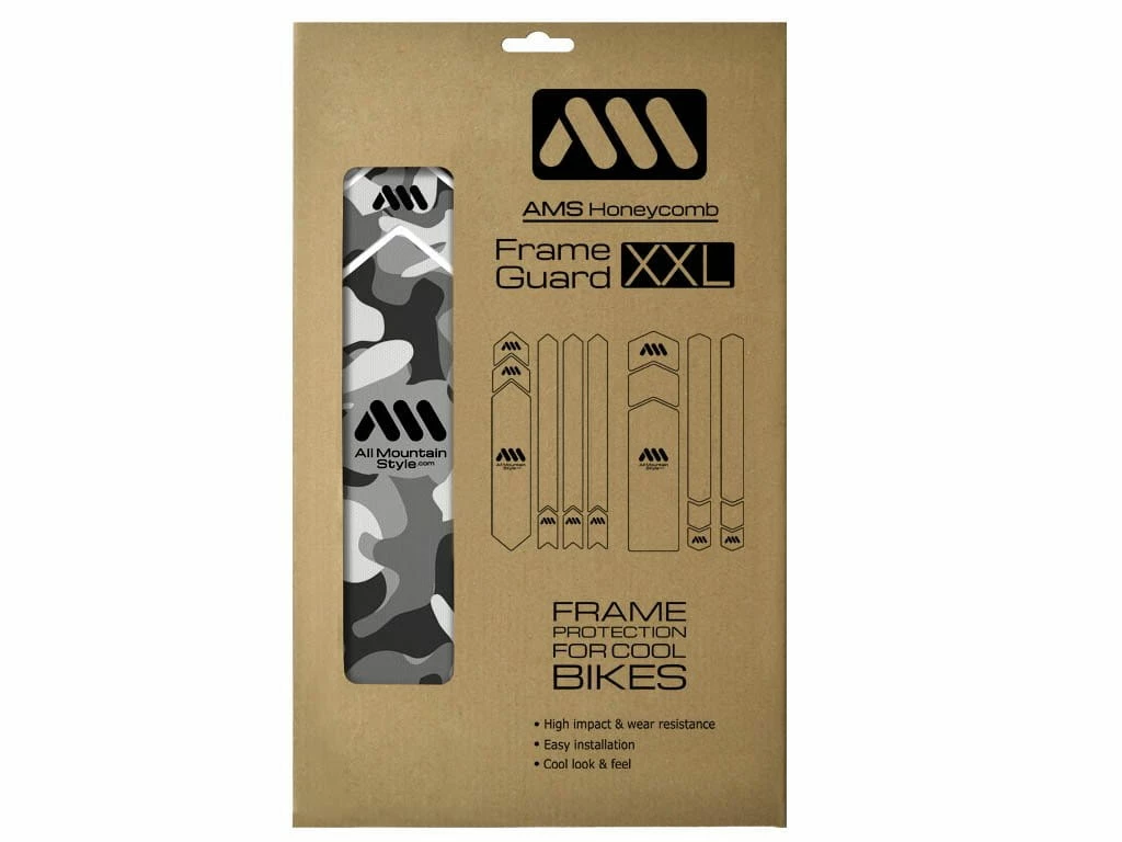AMS - All Mountain Style Autocollant De Protection De Cadre En Nid D'abeille XXL - Transparent/Camo